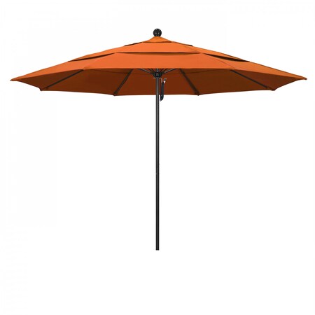 California Umbrella 11' Black Aluminum Market Patio Umbrella, Sunbrella Tuscan 194061333334
